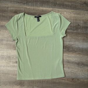 F21| Green Square Neck Top